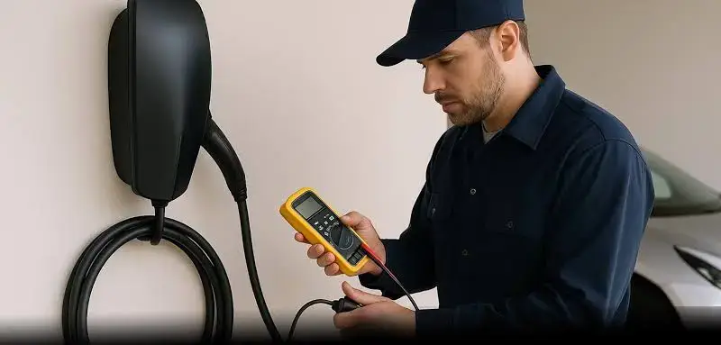Técnico instalando un cargador eléctrico auto en Guadalajara